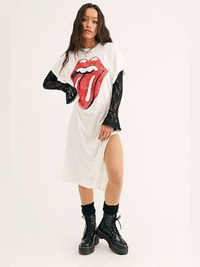 Daydreamer for Free People Rolling Stones’89 Cotton T-Shirt Dress | Medium